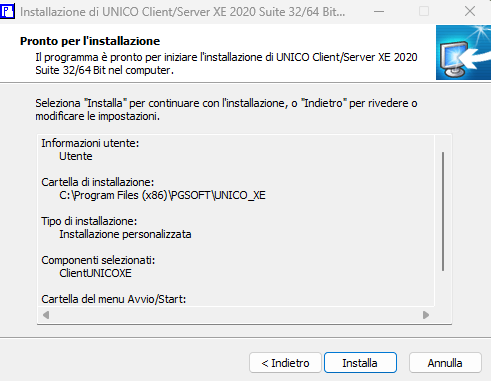 Conclusione dell'installazione